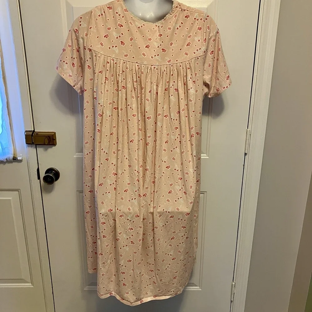 Serenada Nightgown Sleepshirt Plus Sz 1X 18/20 Pink White Floral Pajamas Women's